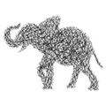 Straight lines making elephant body vector illustration sketch doodle hand drawn isolated on white background Royalty Free Stock Photo