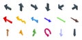 Straight long arrow icons set isometric vector. Horizontal right