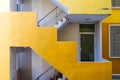 Straight look of yellow stair building