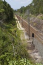 Straight path of a railroad track, Sunshine Coast, Queensland, Australia