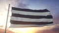 Straight pride flag waving in the wind, sky and sun background. 3d rendering