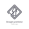straight prohibitor no entry outline icon. isolated line vector illustration from traffic sign collection. editable thin stroke Royalty Free Stock Photo