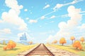 straight railroad tracks disappearing into the distance Royalty Free Stock Photo