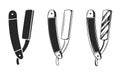 Straight razor icon isolated on white background . Barber razor blade - vector design element in 3 other styles.