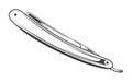 Straight razor icon. Shaver tool with dangerous blade. Vintage flat shaving razor icon for hygiene