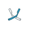 Straight Razors Cross icon. Outline filled creative elemet from barber shop icons collection. Premium straight razors cross icon Royalty Free Stock Photo