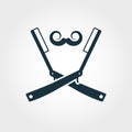 Straight Razors Cross vector icon symbol. Creative sign from barber shop icons collection. Filled flat Straight Razors Royalty Free Stock Photo