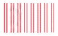 Straight red line or rope set. Textured divider or separator lines in retro style Royalty Free Stock Photo