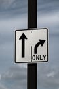 Straight and Right Turn Only Sign Royalty Free Stock Photo