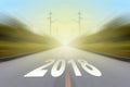 2018 on a straight road Royalty Free Stock Photo