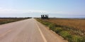 Straight road in the flat landscape in the borth of Lebanon Royalty Free Stock Photo