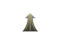 Straight road goes up in arrow to success way with yellow lines for logo design