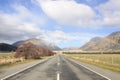 Straight road landscape in New Zealand Royalty Free Stock Photo