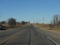 Road with leafless trees on the roadsides in winter Royalty Free Stock Photo