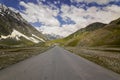 Straight road in Leh Ladakh, NH1 in Jammu and Kashmir, India Royalty Free Stock Photo