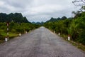 Straight road, lying among the rocks