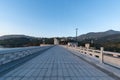 A straight Stone Road on the dam