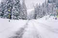 Straight Stretch of an Icy Mountain Road Royalty Free Stock Photo