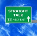 STRAIGHT TALK road sign against clear blue sky