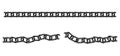 Straight Unbroken Tileable Chain and Wavy Broken Chain Silhouettes Royalty Free Stock Photo