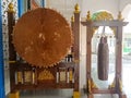 Straight view of the drum kit on display at the main entrance of a mosque in Depok, West Java, Indonesia Royalty Free Stock Photo
