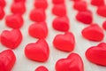 Straight View of Gummy Hearts in Lines