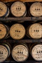 Straight View of Nine Barrels of Bourbon