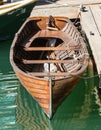 Straight View of Old Wooden Row Boat Royalty Free Stock Photo