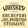 Straight whiskey label font with sample design Royalty Free Stock Photo