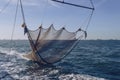 straightened trawler net in open sea Royalty Free Stock Photo