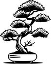 Bonsai - black and white isolated icon - vector illustration Royalty Free Stock Photo