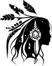 Boho - black and white isolated icon - vector illustration Royalty Free Stock Photo