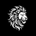 Lion - black and white vector illustration