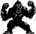 Bigfoot - black and white isolated icon - vector illustration Royalty Free Stock Photo