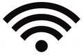 Simple Black Wi- Fi Signal Icon with Three Arcs and Circle on White Background wifi wireless Royalty Free Stock Photo