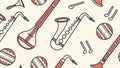 Basic Musical Instruments Seamless Pattern, Simple Melody, vector design Generative AI Royalty Free Stock Photo