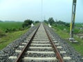 Straigth Railway Track, Landscape View. Royalty Free Stock Photo