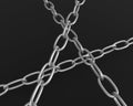 Strained chain from metal on black background