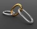 Strained chain from metal. Connection concept Royalty Free Stock Photo