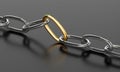 Strained chain from metal. Connection concept Royalty Free Stock Photo