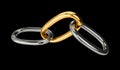 Strained chain from metal. Connection concept. isolated on black Royalty Free Stock Photo
