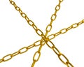 Strained chains from golden metal. Security and power concepts. Isolated on transparent