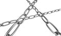 Strained chains from silver metal. Security and power concepts. Isolated on transparent png