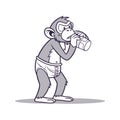 Strained Monkey Drinking Water Royalty Free Stock Photo