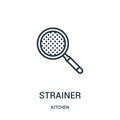 strainer icon vector from kitchen collection. Thin line strainer outline icon vector illustration