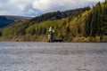 The straining tower at lake Llyn Vyrnwy reservoir, Oswestry,  North Wales Royalty Free Stock Photo