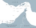 Strait of Hormuz region political map Royalty Free Stock Photo