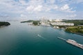 Strait separating the island of Sentosa and Singapore Royalty Free Stock Photo