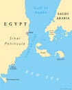 Strait of Tiran political map Royalty Free Stock Photo