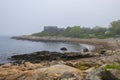 Rockport harbor in a foggy day, Massachusetts, USA Royalty Free Stock Photo